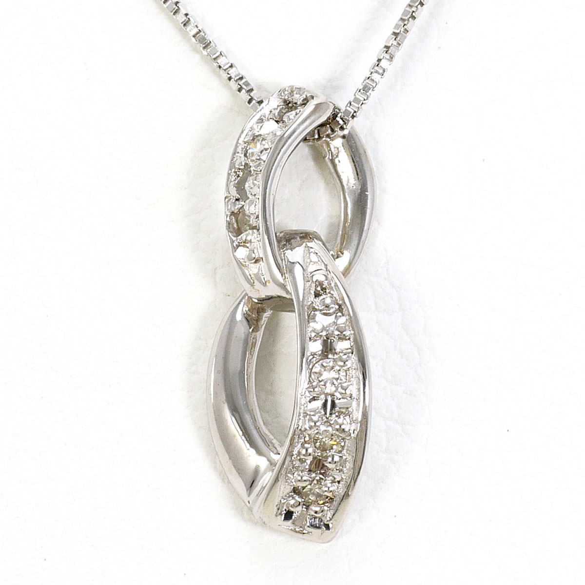 K18 18金 WG ホワイトゴールド ネックレス ダイヤモンド 0.04ct 総重量約1.4g 約40cm 中古