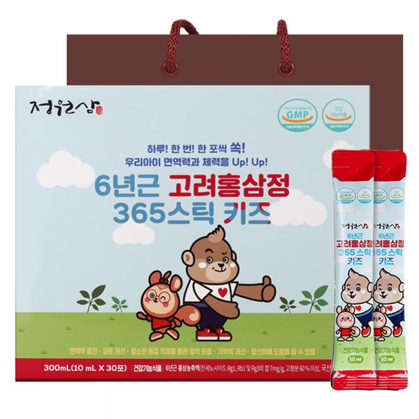 ジョンウォンサム 6年根 高麗ホンサムジョン 365 スティック キッズ 30包 + ショッピングバッグ 정원삼 6년근 고려홍삼정 365 스틱 키즈 30포 + 쇼핑백