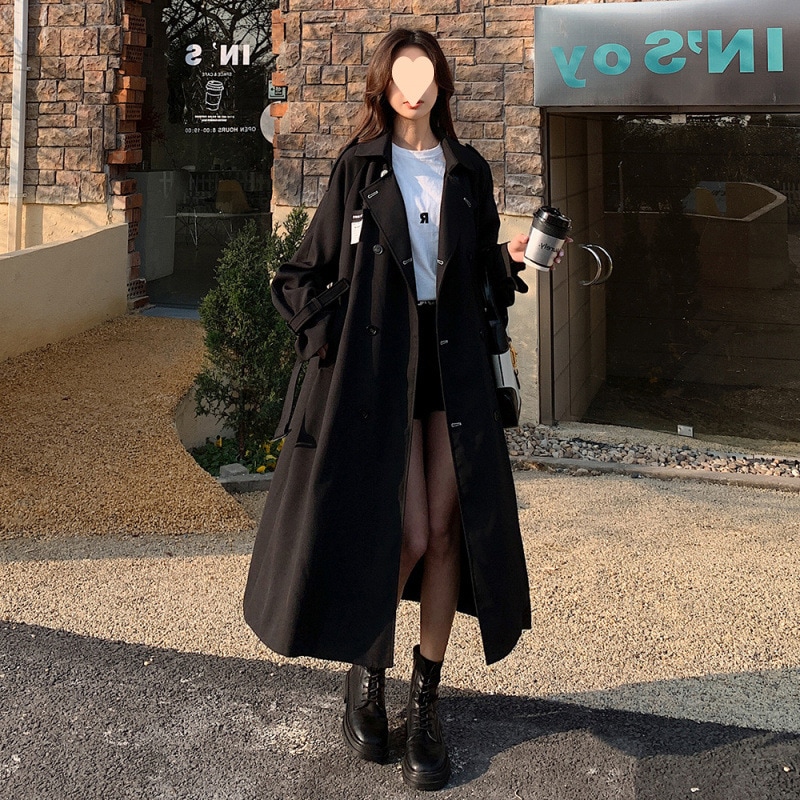 2025年春と秋の女性のための人気のあるミドル丈のヘップバーン英国ウインドブレーカーコート気質の小さな学生コート