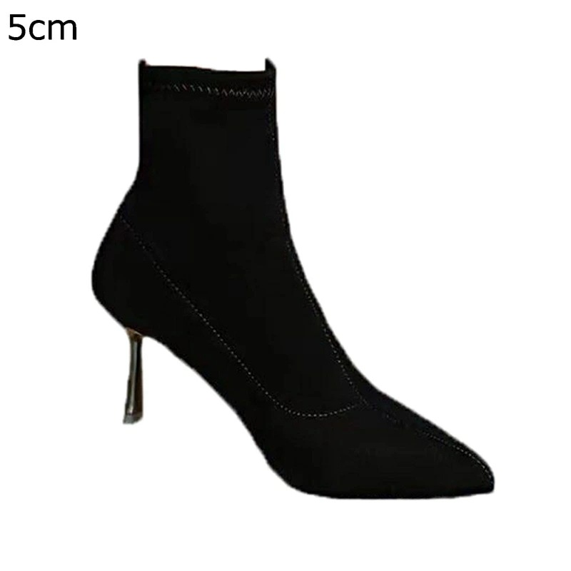 ソックスブーツ ショートブーツ レディース ブーティ ハイヒール ポインテッドトゥ ニット ストレッチ 弾力性 秋冬靴 歩きやすい 快適 オシャレ ファッション コンフォート 女子力 軽い 外出 通勤