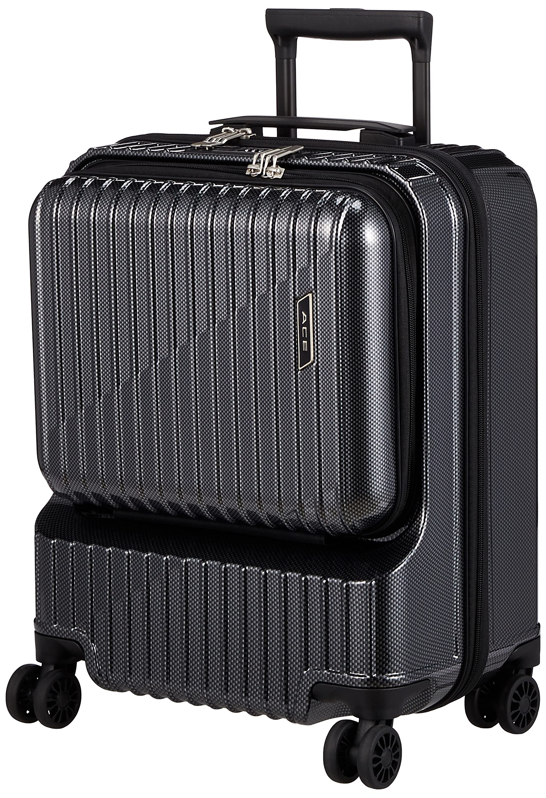 [エース] スーツケース 双輪キャスター キャリーケース クレスタ ブラックカーボン Sサイズ(機内持込) 34L