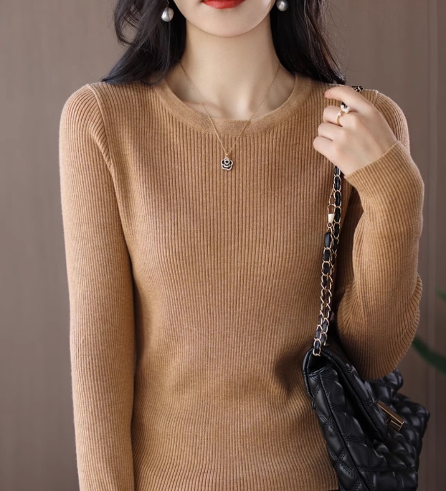 トップス デート モテアイテム ニットソー 長袖 Uネック リブ コットン 大人可愛い きれいめ 上品 おしゃれ かっこいい 大人可愛い ラブリー キュート ガーリー クール モード系 セクシー 6,462円