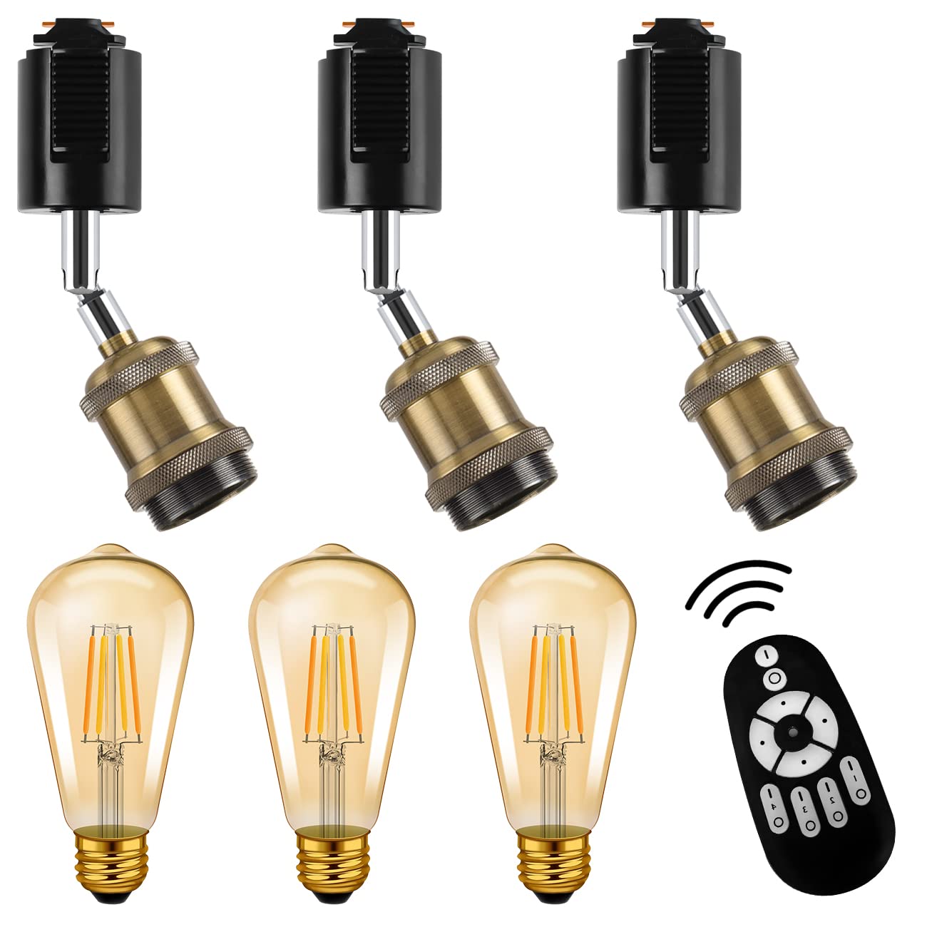 LVWIT ダクトレールライト LEDスポットライト E26口金 LED電球付き 調光調色 消費電力6W（60W形相当） 遠隔操作 エジソン電球 ライティングレール 天井照明 角度調節可能 昼光色 昼