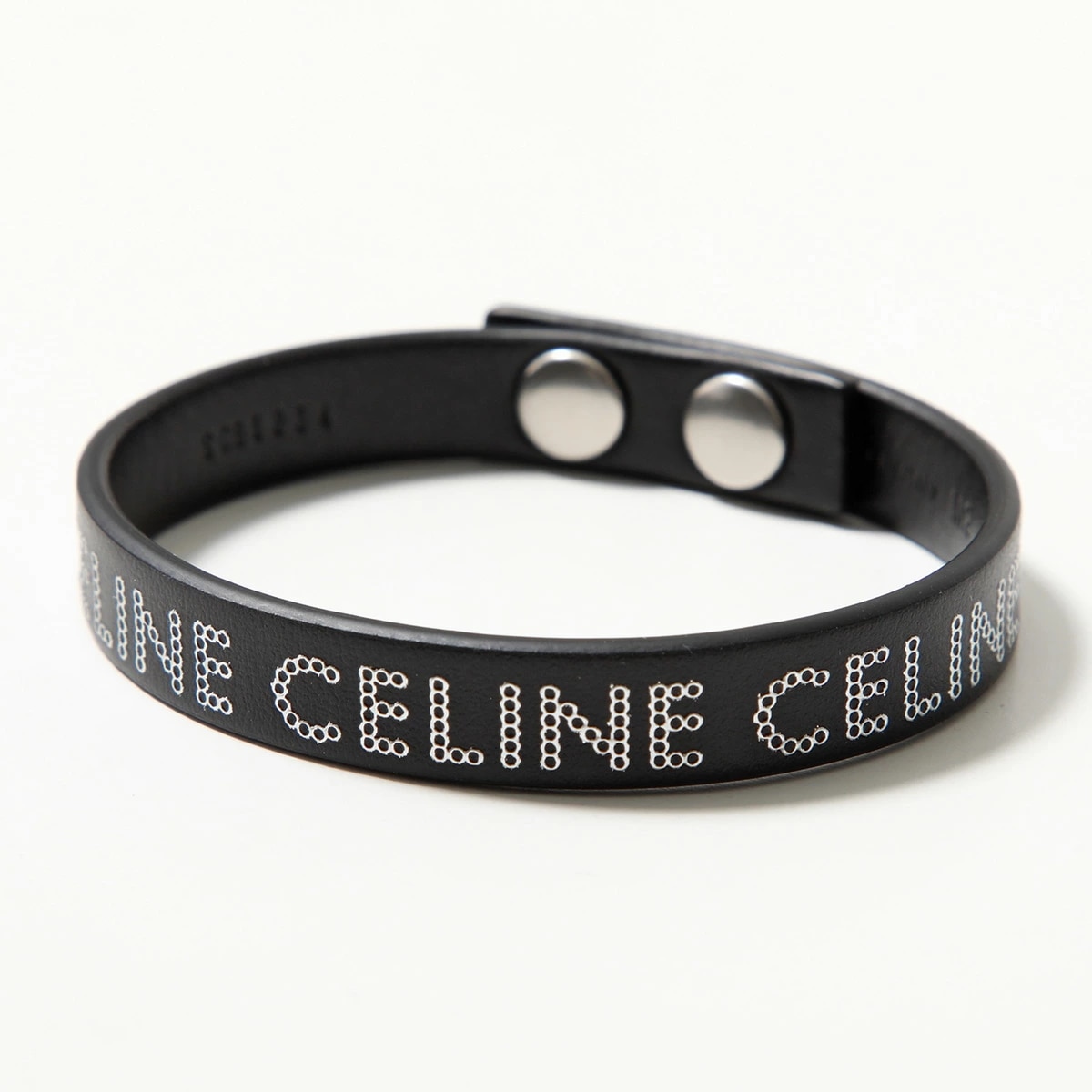 CELINE セリーヌ ブレスレット 460SB3SMO.38NS メンズ モノクローム スタッズ アクセサリー ロゴ レザー Black/Silver 42,338円