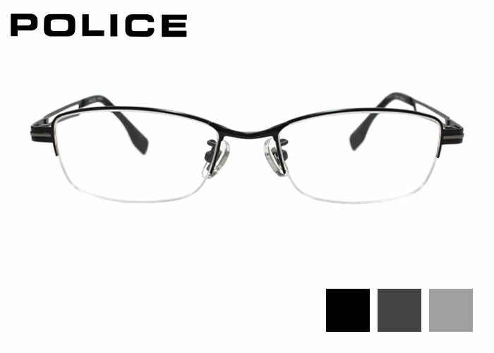 ポリス POLICE vplv74j ハーフリム ナイロール スクエア チタン メンズ レディース めがね メガネ 眼鏡 53サイズ