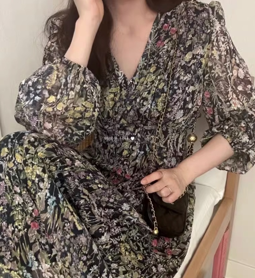 ワンピース デート モテアイテム ロングワンピース 花柄 シフォン 大人可愛い きれいめ 上品 おしゃれ かっこいい 大人可愛い ラブリー キュート ガーリー クール モード系 セクシー エレガント