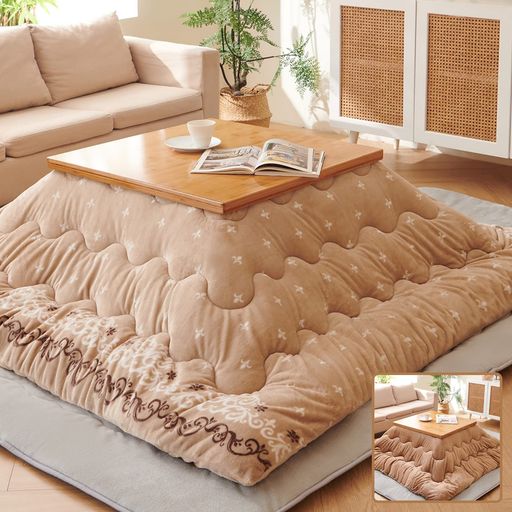 MATDECO こたつ布団 正方形 こたつ掛布団 190×190CM リバーシブル あったか コタツ布団 フランネル生地 蓄熱わた使用 厚手 マイクロファイバー 冬用 保温性 ふわふわ 両面使える 抗
