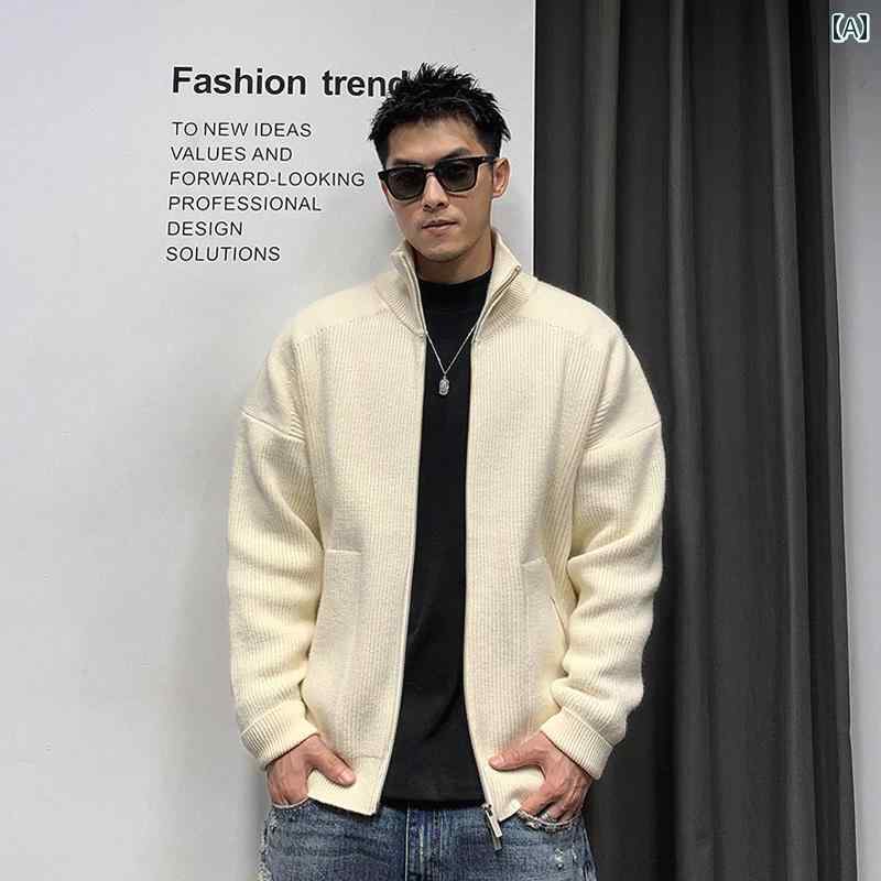 メンズ 秋冬 長袖 厚手 ニット カーディガン セーター レイヤード カジュアル おしゃれ 普段使い 着やい 動きやい 快適 レジャー アウトドア ワーク