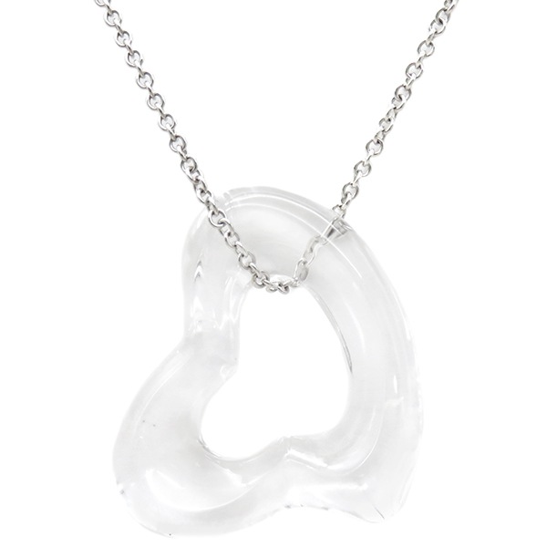 ティファニー Tiffany & Co ネックレス オープンハート ロッククリスタル Pt950 ロッククリスタル プラチナシルバー エルサペレッティ 【箱】【中古】