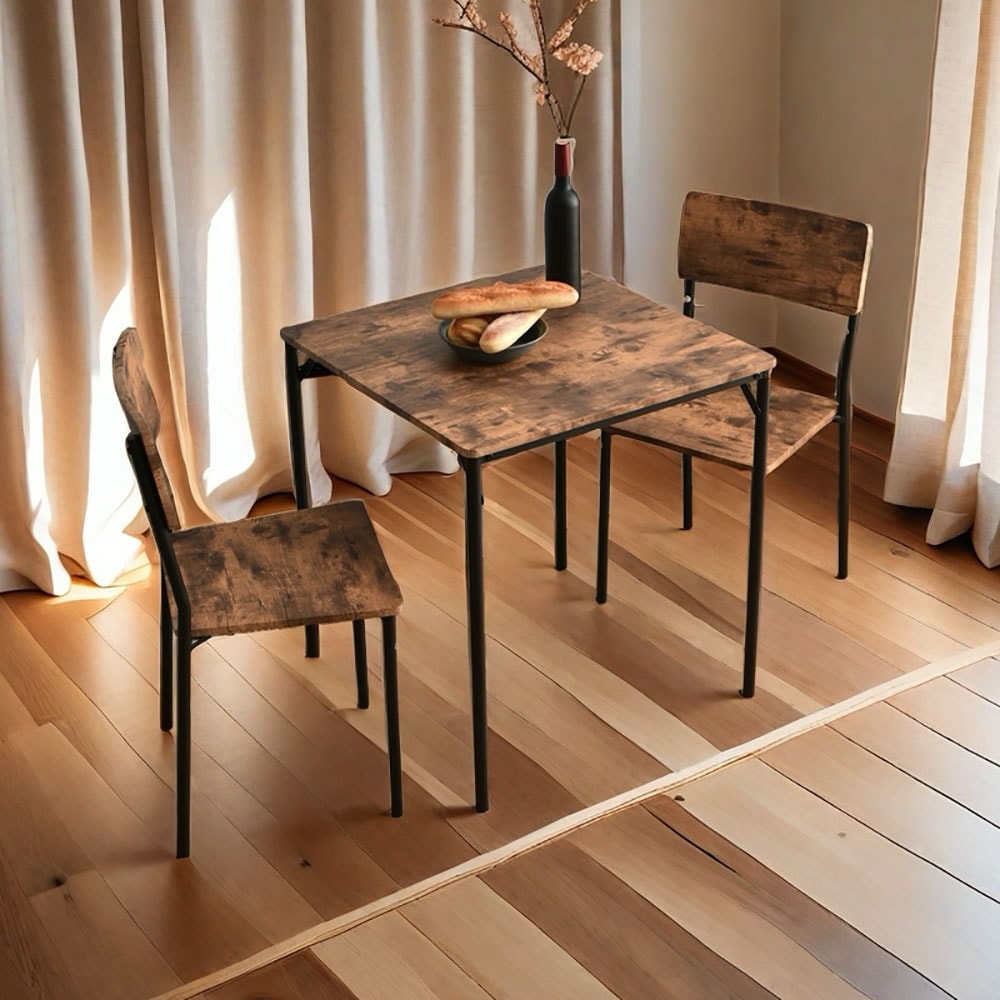 デスクテーブルテーブル3点セット おしゃれ ダイニング 四角 ダイニングテーブル2人掛け