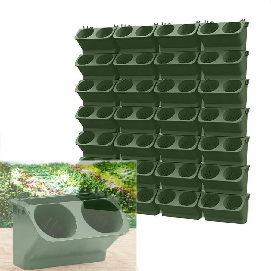 フラワーポット ウォールグリーン植木鉢 壁掛け垂直プランター 壁面緑化 観葉植物 野菜栽培 積み重ね可能 組立式 ベランダ植栽ポット インテリア栽培 通気性 設