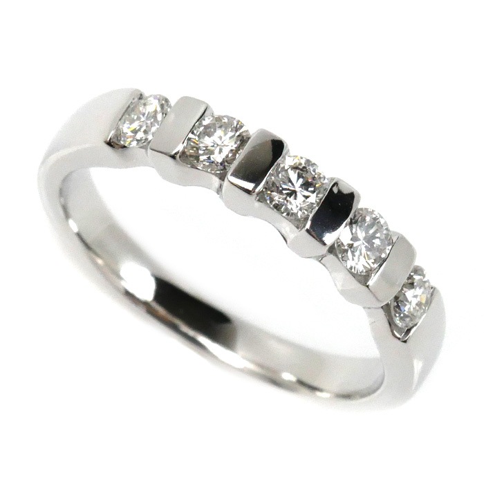 K18WG ホワイトゴールド ダイヤ リング・指輪 ダイヤモンド0.62ct 17.5号 5.7g レディース 中古 美品
