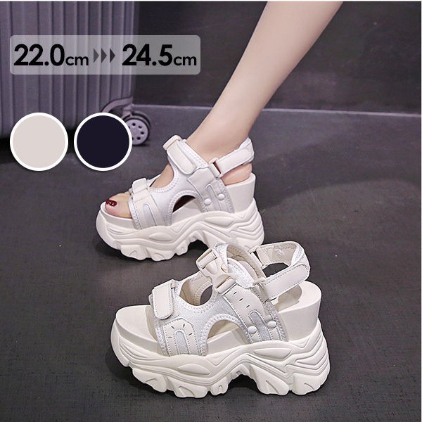 スポーツ サンダル レディース 厚底サンダル ヒール10.5cm シューズ スポーツサンダル 厚底 夏 疲れない ベルクロ サンダル ウェッジソール 美脚 サンダル ja079zbzbt2