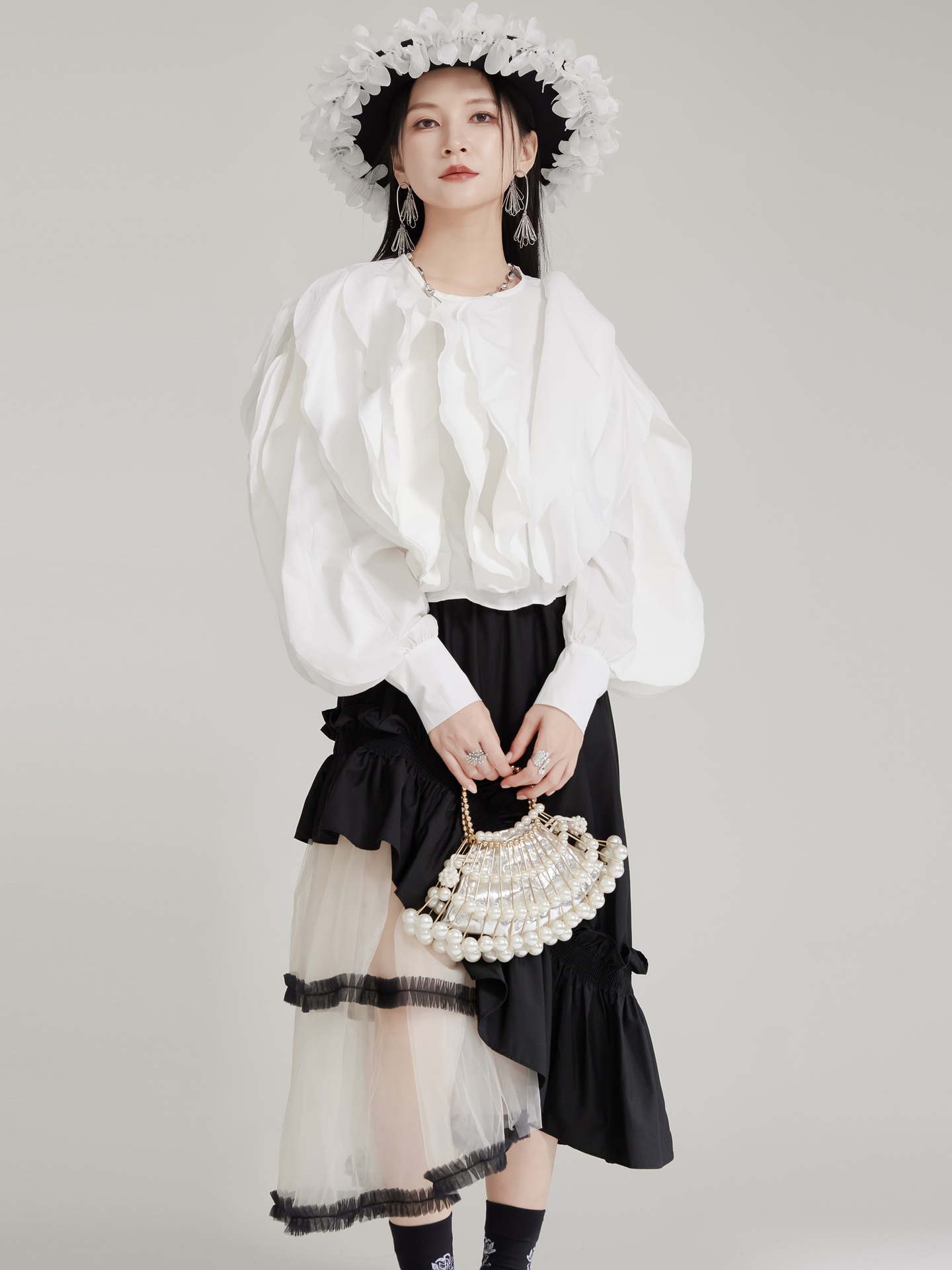 【J.Fashion】 宮廷風 フリフブラウス レディース ブラウス 個性的なデザイン 関連商品は店で購入可能 メガ割