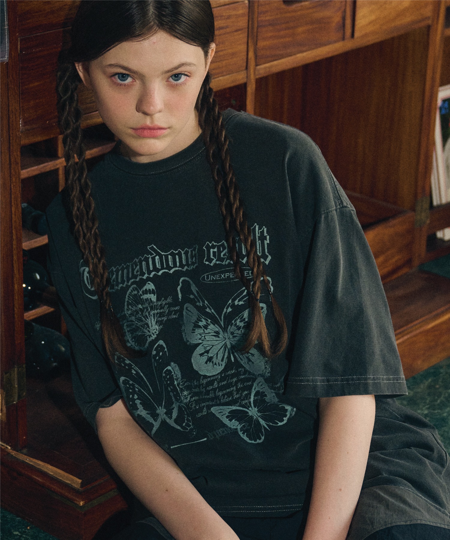 CPGN STUDIO トレメンドールピグメントショートスリーブ T シャツスモークブラック