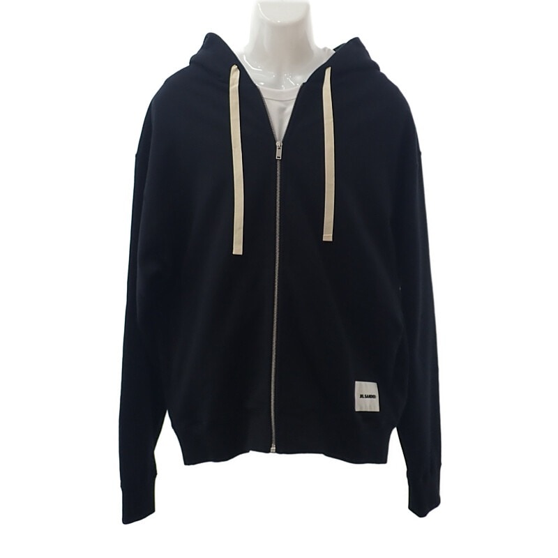 【JIL SANDER】ジップアップパーカー 24AW L J47HG0101 パーカー コットン ブラック メンズ