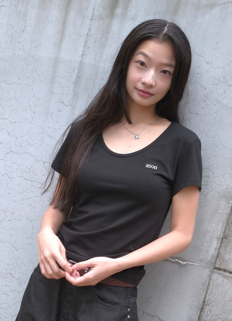 【AS"ON】 PLAIN SLIM TEE / BLACK 正規品