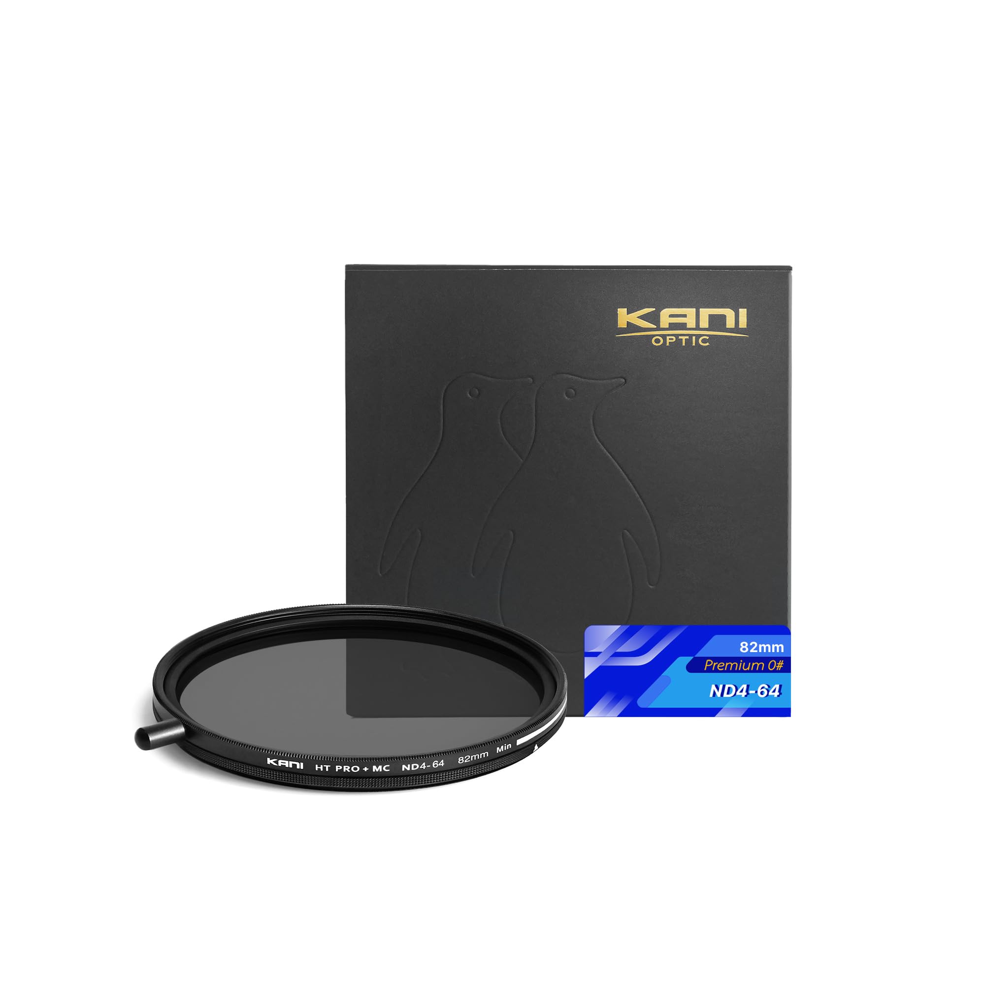 KANI 82mm 可変NDフィルター ZeroSharpシリーズ Premium ND4-64 減光効果2～6絞り分 色再現性改善 着脱式調整用ノブ付 高濃度時X状ムラ抑制 低反射 撥水 撥油 防汚