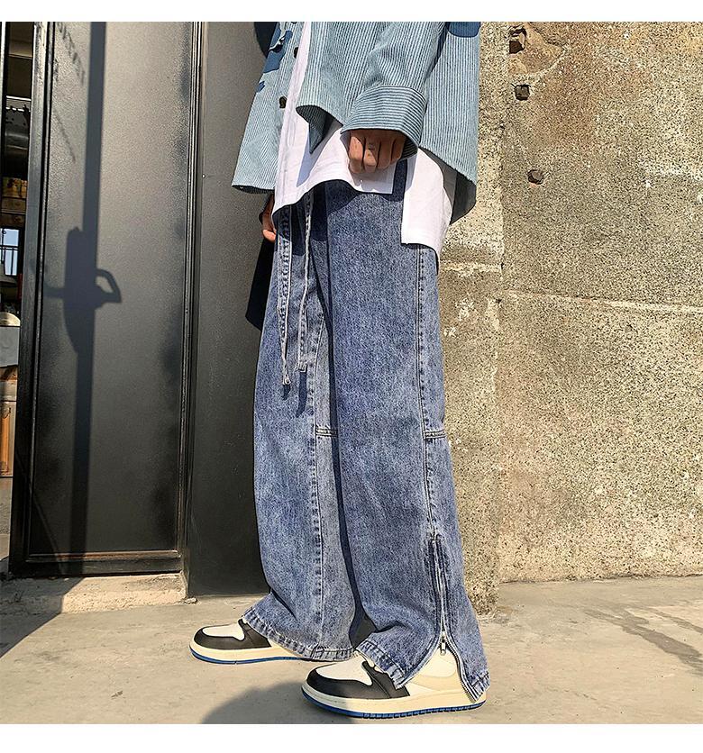 ボトムス パンツ デニムパンツ レギュラー丈 ストレート ストリート スリット ファスナー ポケット ポリエステル デニム カジュアル お洒落 かっこいい レトロ ラフ メンズライク 個性的 抜け感 6,698円