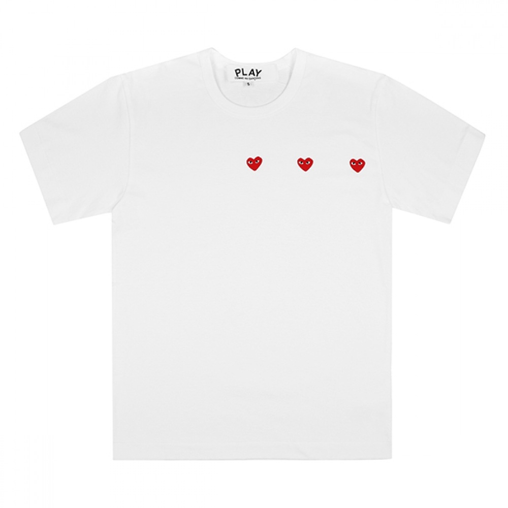 Comme des Garcons AX-T337-051 3 (P1T337 3) PLAY PLAY トリプルハートワッフェンコモンショートスリーブ T シャツ