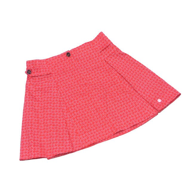 スカート フレアー 千鳥柄 キッズ 10サイズ レッド ホワイト 中古