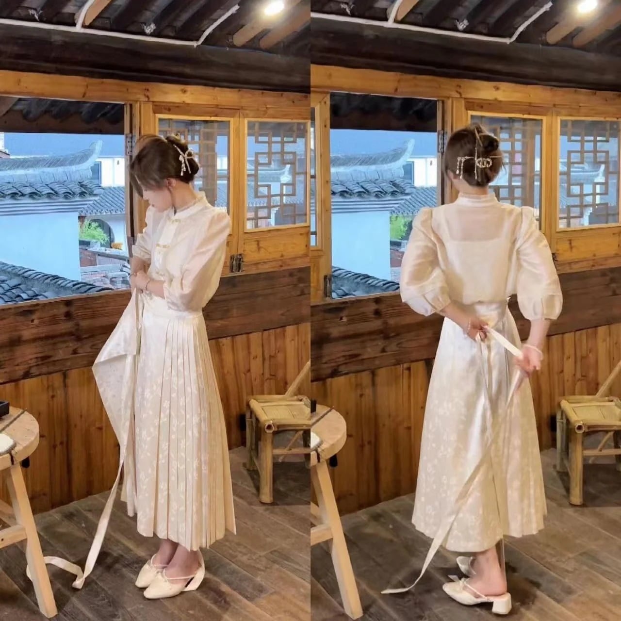 流行の終焉は伝統的な民族風馬面スカートシリーズ復古ボタンシャツスカート 母の日 母の日-0008815