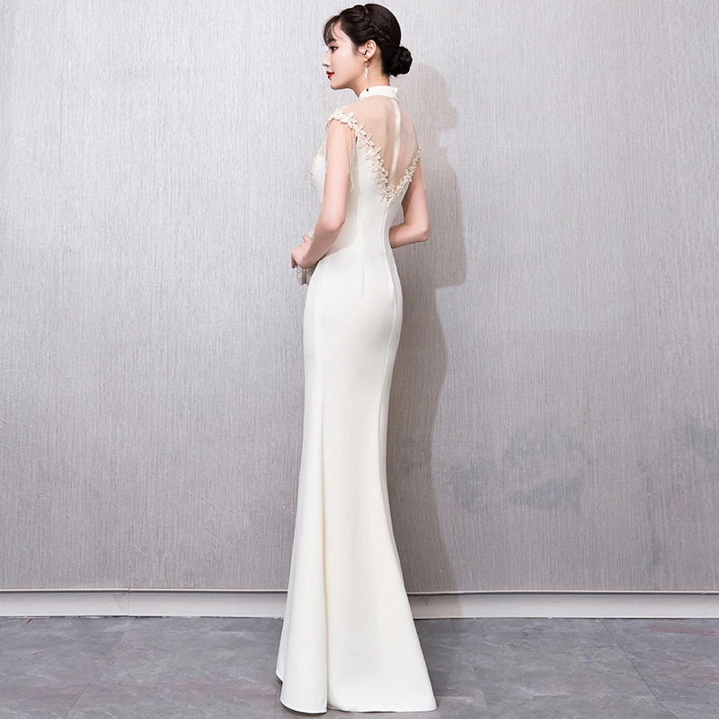 マーメイドドレス タイトワンピース ウエディングドレス ナイトドレス パーディードレス ピアノミモレドレス ハイエンドフリンジ スパンコール結婚式 二次会 舞台用 披露宴 演奏