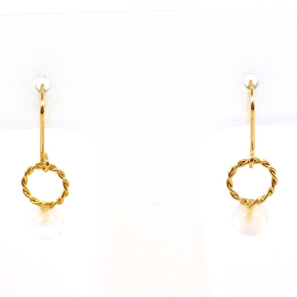 K18 18金 YG イエローゴールド ピアス クォーツ 総重量約0.4g ジュエリー 中古