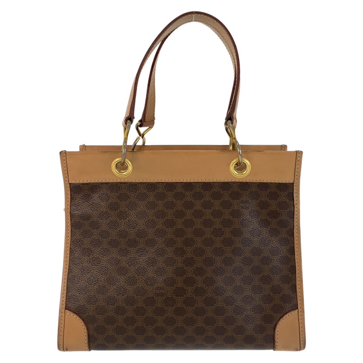 ヴィンテージ マカダム ブラウン ゴールド金具 PVC/レザー ハンドバッグ トートバッグ レディース 503293