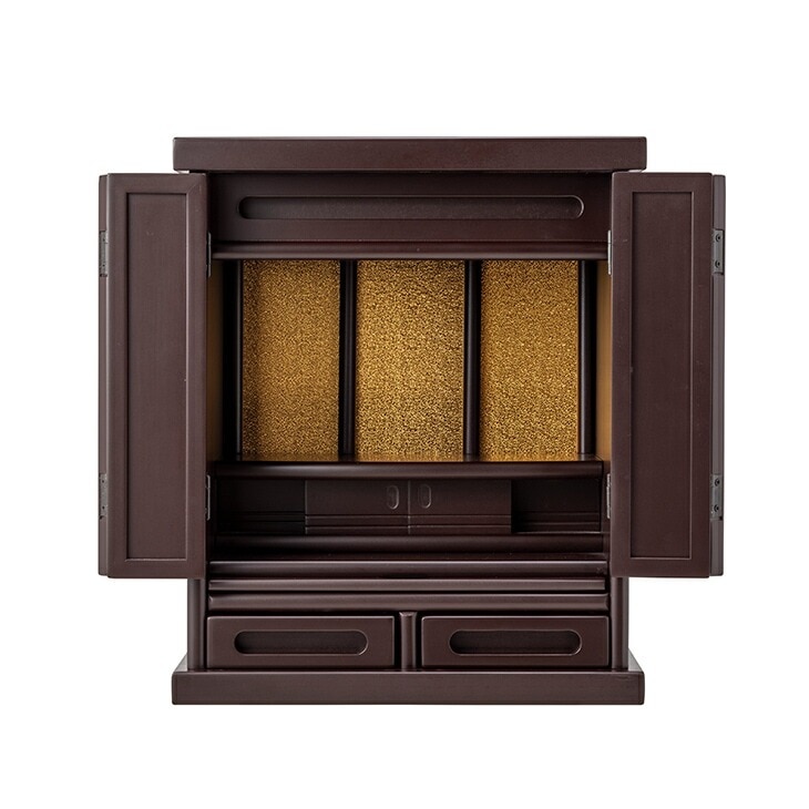 仏壇 コンパクト 省スペース 上置型 スライド棚付き 引き出し付き 木製上置仏壇 黒檀調 紫檀調 完成品