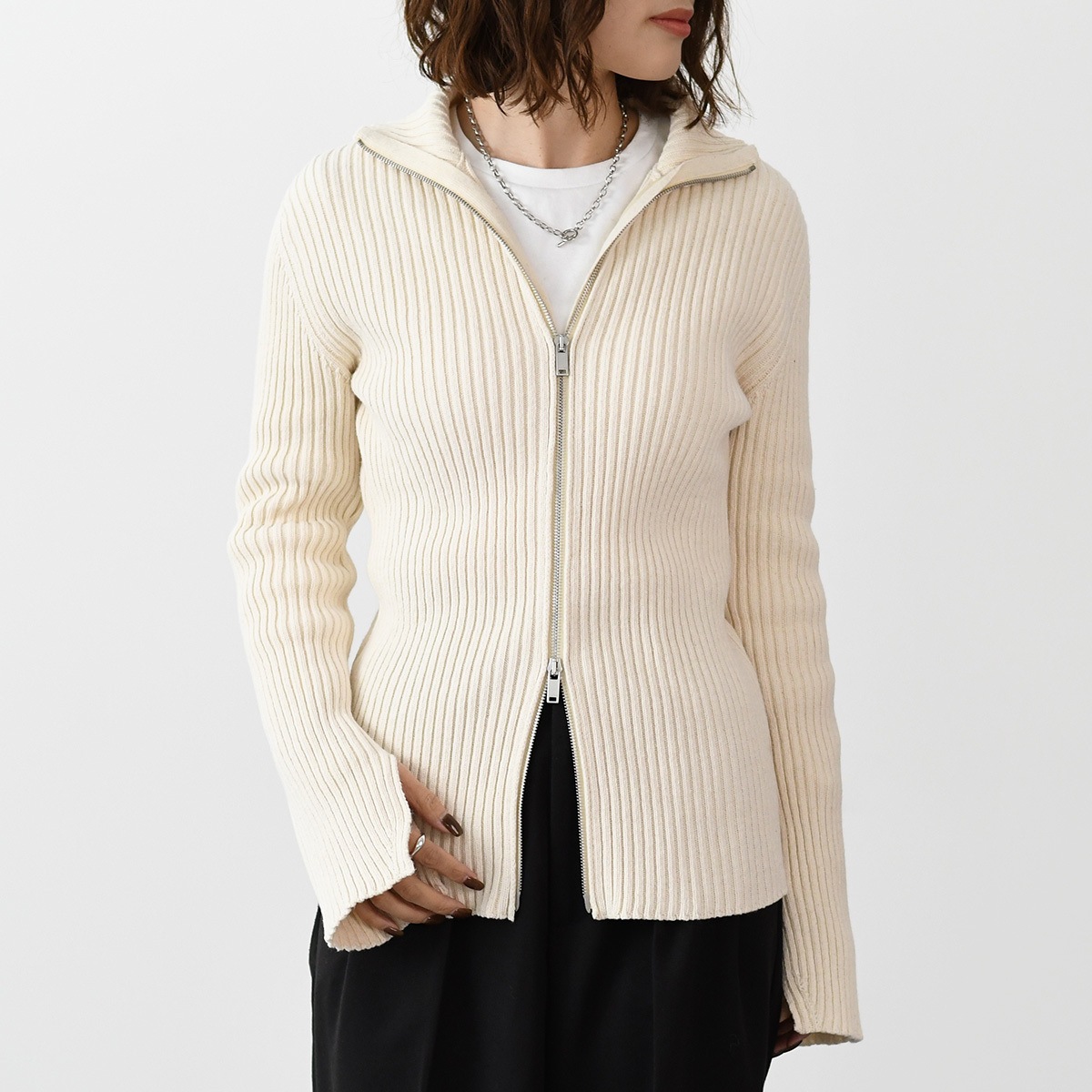 カーディガン トップス J02HP0002 J15362 BEIGE ベージュ レディース 女性 コットン リブ ニット 長袖 おすすめ