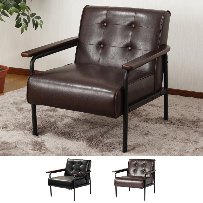 レトロソファ　1人掛け アンティーク調デザイン ZF-1521 1P ブラウン