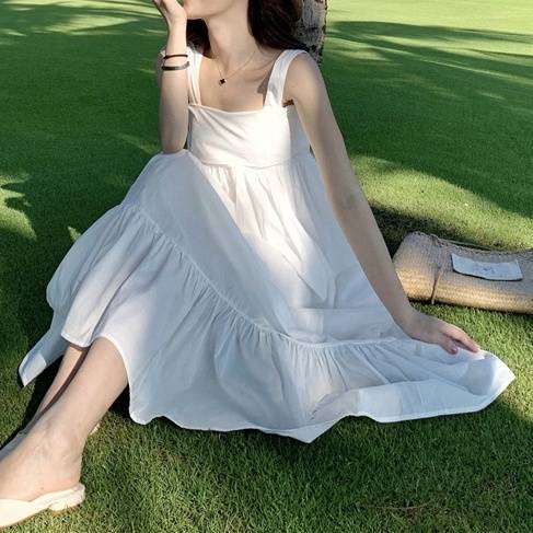 3color レディース ワンピース ロングワンピース キャミワンピ エプロン 膝下 マキシ マキシ