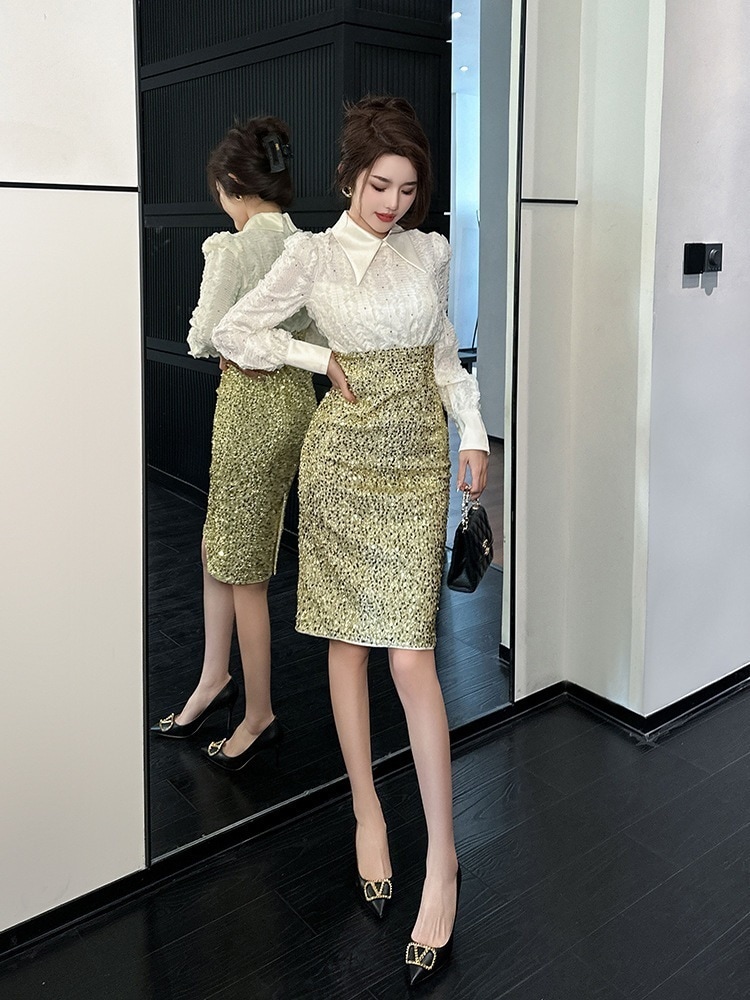 【Gorge.Fashion】2024春 ワンピース キラキラ ドレス パーティー 着痩せ 大人 お呼ばれ 同窓会 披露宴 卒業式 結婚式 ウェディング 二次会 成人式パーティドレス 成人式 二次会