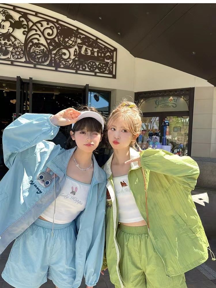 ズートピアの2つのセットの日焼け止め服の風感波粒の帽子の日焼け止め服は通勤します