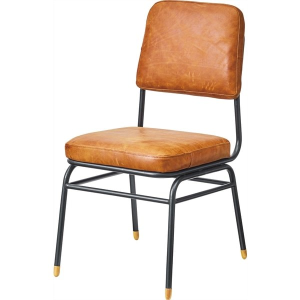 本革と黒アイアン脚のインダストリアルなダイニングチェア 北欧 インダストリアル チェア 黒 ブラック ダイニング キッチン ダイニングキッチン