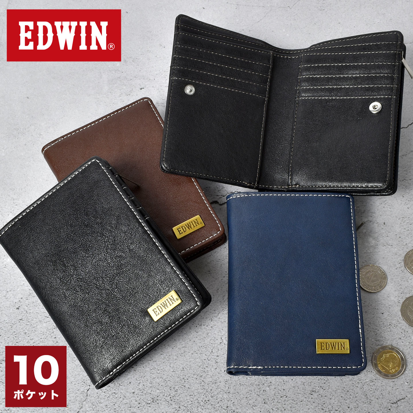 二つ折り財布 22269324 メンズ ブランド ファスナー 小銭入れあり 大容量 ポケット 多い シンプル おしゃれ 札入れ サイフ ウォレット 男子 中学生 高校生 大学生