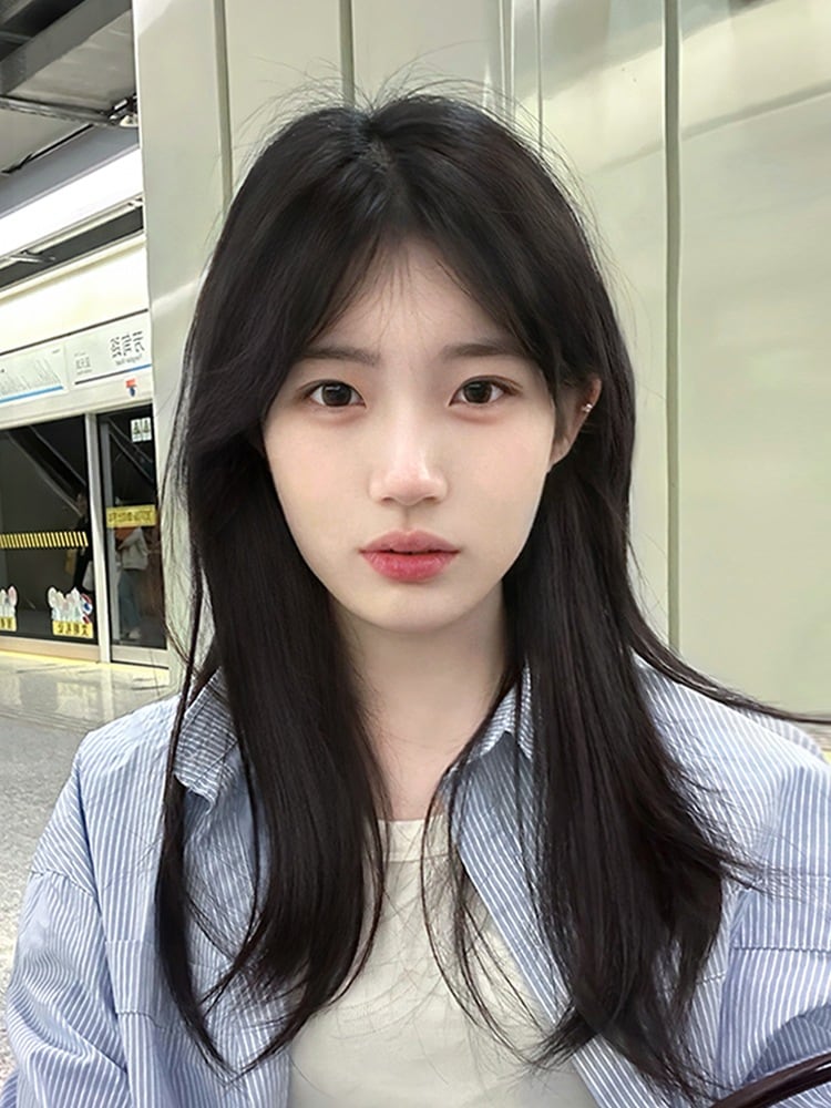 ロングヘアの女性用ウィッグナチュラルレースフロントシームレス人工毛フル人毛フルヘッドバンドミディアムレングスストレートヘアウィッグセット