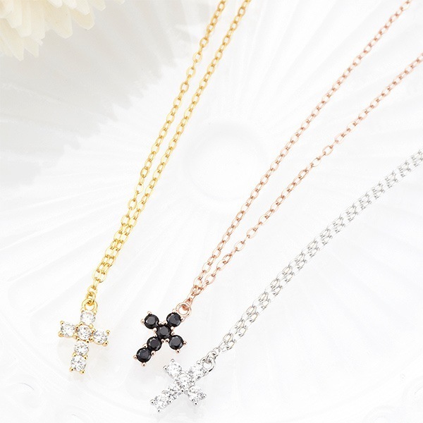 ネックレス ペンダント シルバー925製 低アレルギー クロス 十字架 パヴェクロス ミニモチーフ レディース オシャレ シンプル オフィス デイリー デート