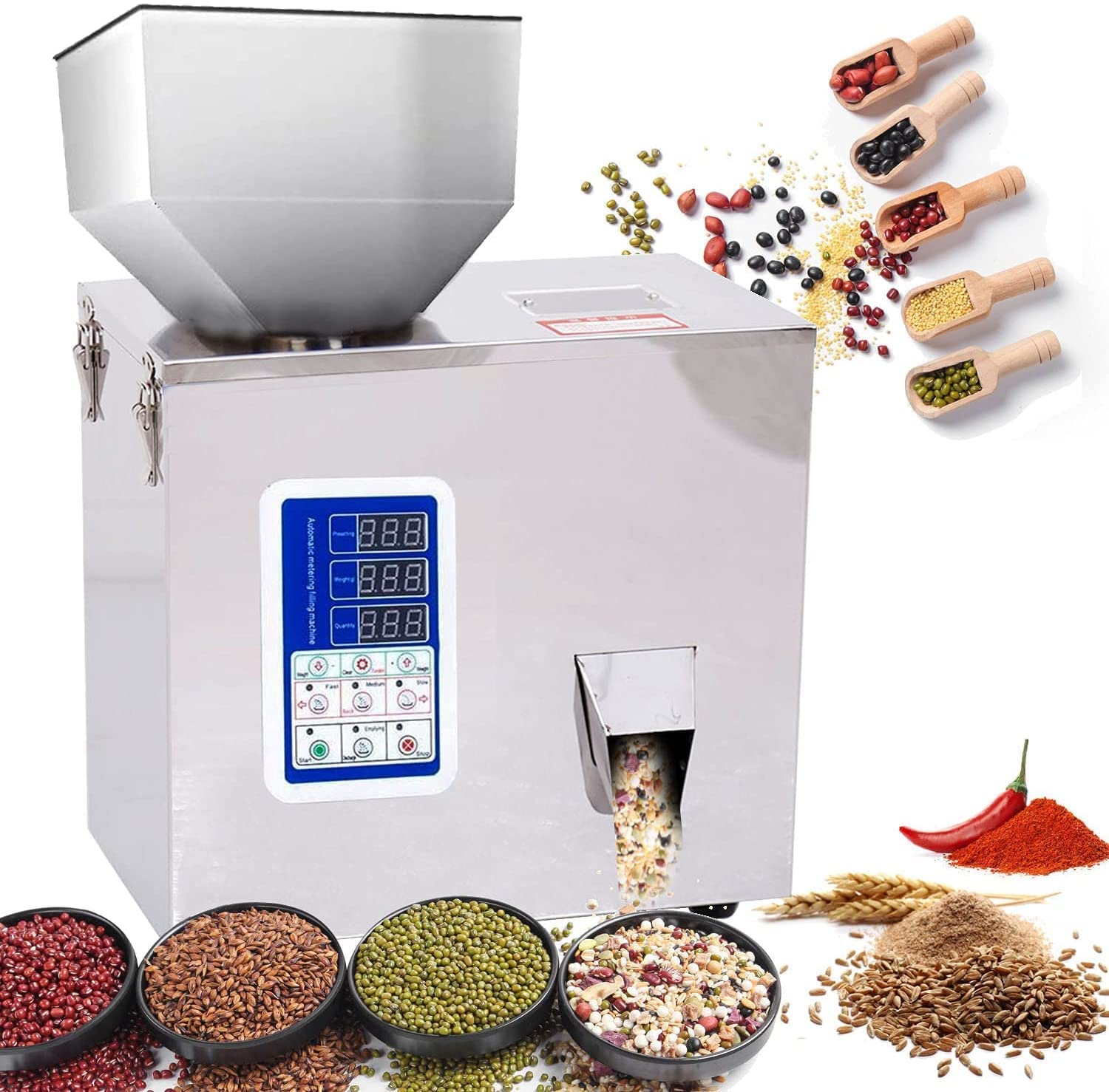 ZINNORE 2~100g 充填機 穀物 豆 種子 果物 ジャム スパイス 電子部品 ダイヤモンド ハードウェア 定量充填機 計量充填 デジタル制御 業務用 (100V) (50HZ)