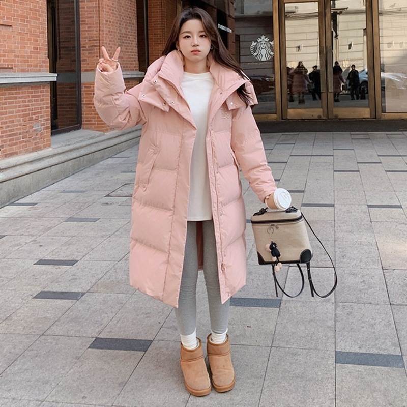 ピンクの雰囲気センスダウンジャケット女性2024冬の新しい肥厚暖かい90ホワイトダックダウンフード付きパン服