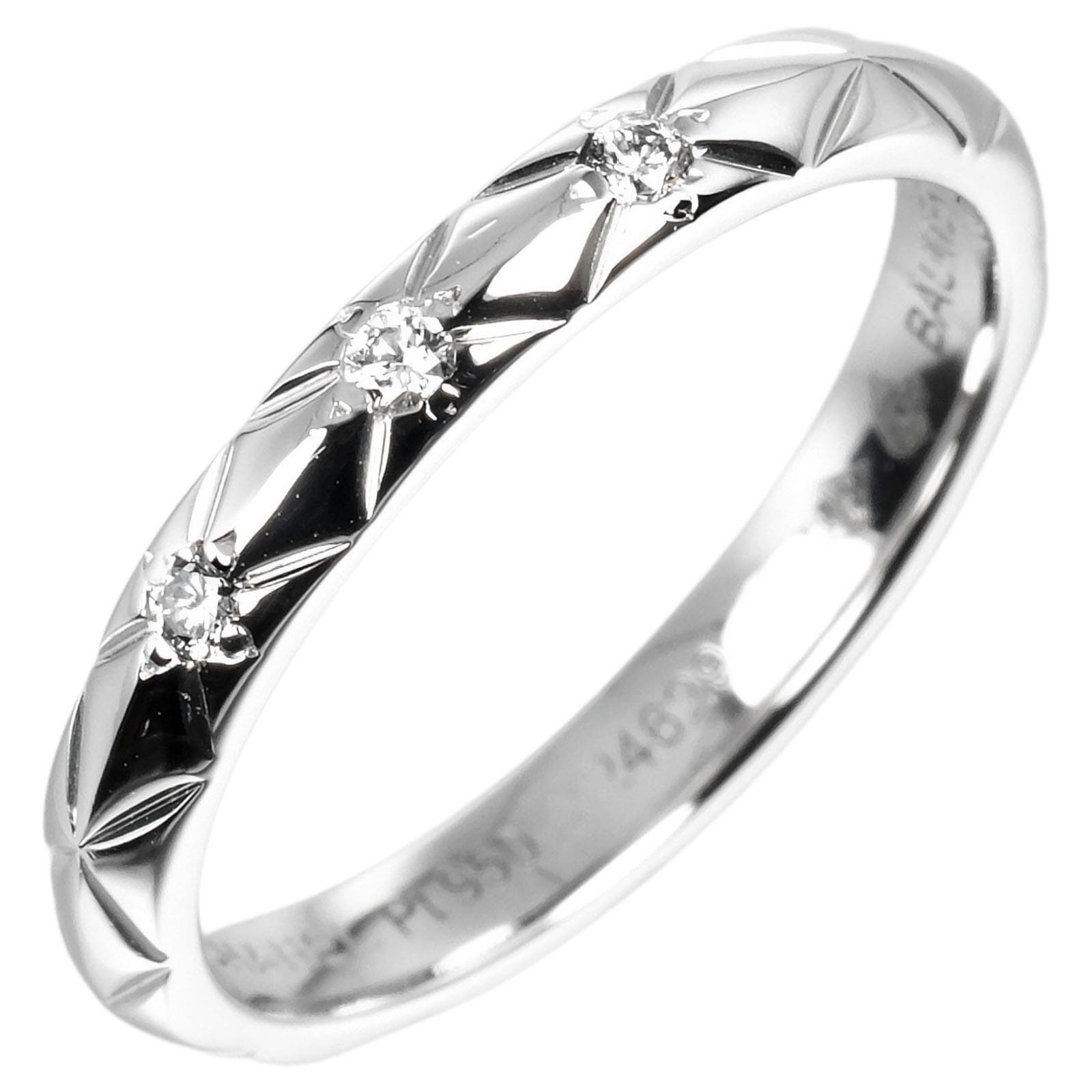 ココクラッシュ リング・指輪 Pt950プラチナ 3P ダイヤモンド 6号 約2.8g レディース 中古品 Aランク