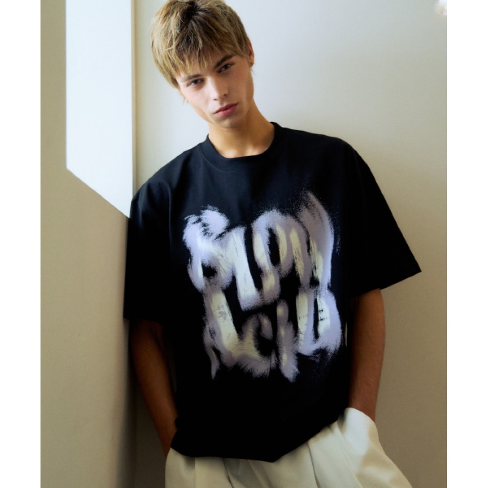 スローアシッドストローク半袖Tシャツ [ブラック]