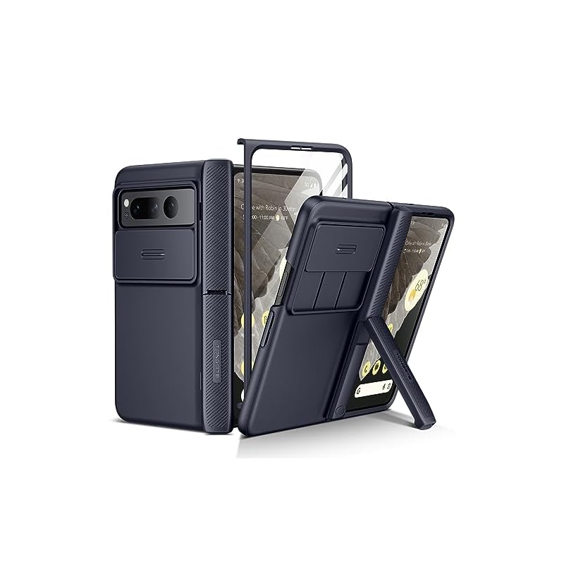Tongate for Pixel Foldケース[内蔵スライドカメラカバー＆スクリーンプロテクター] [ヒンジ保護] ミリタリーグレードのマット仕上げの携帯電話ケースGoogle Pixel F