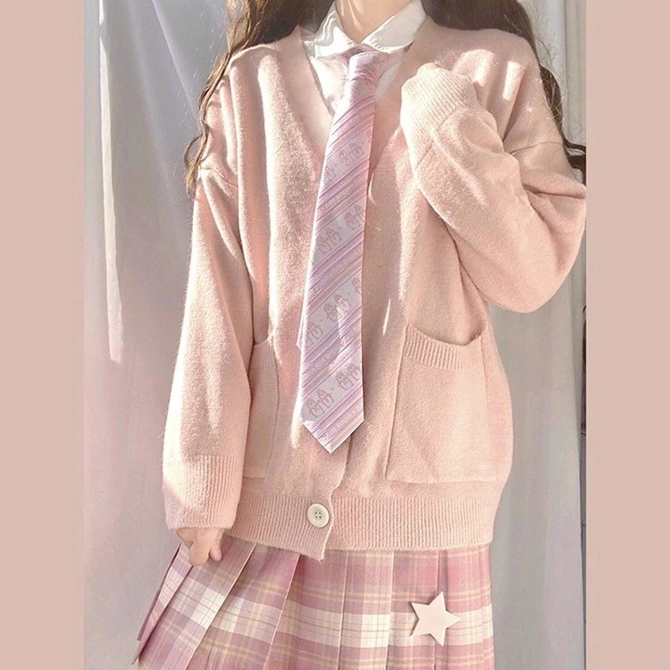 新作 あったか！カシミヤタッチ春秋JK制服カーディガンゆったりニット厚手セーター外着日系軟妹学院風少女コート
