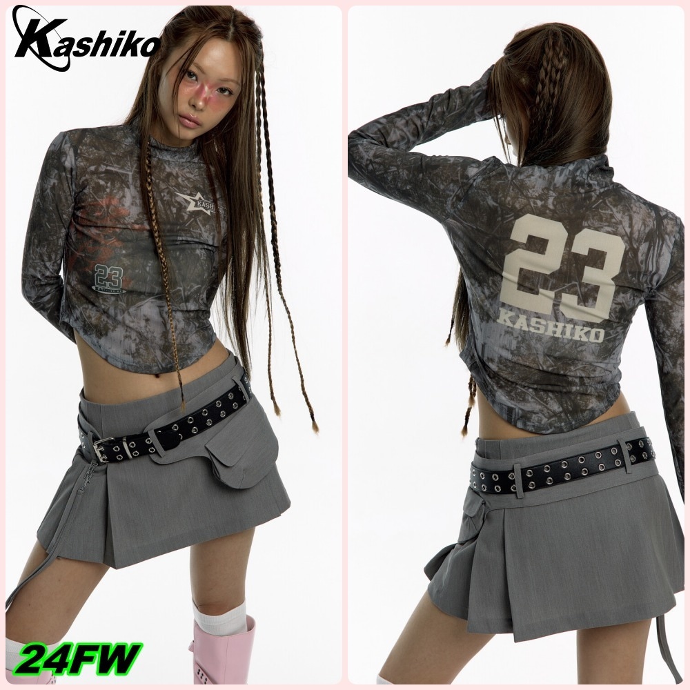 【Kashiko】送料/関税込 Real Tree Highneck Mesh Top