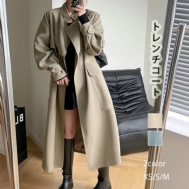1～3日出荷 トレンチコート レディース 春 秋 スプリングコート ロングコート トレンチ アウター コート ロング丈 裏地付き デザイン ゆったり きいサイズ きれいめ おしゃれ