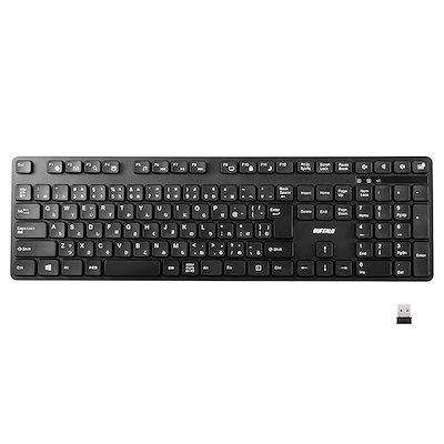 他サイト： 即納：バッファロー BUFFALO ワイヤレス 無線 静音フルキーボード 高耐久 電池長持ち リモート テレワーク 疲れにくいデザイン 簡単接続 安心サポート BSKBW325BKの商品画像