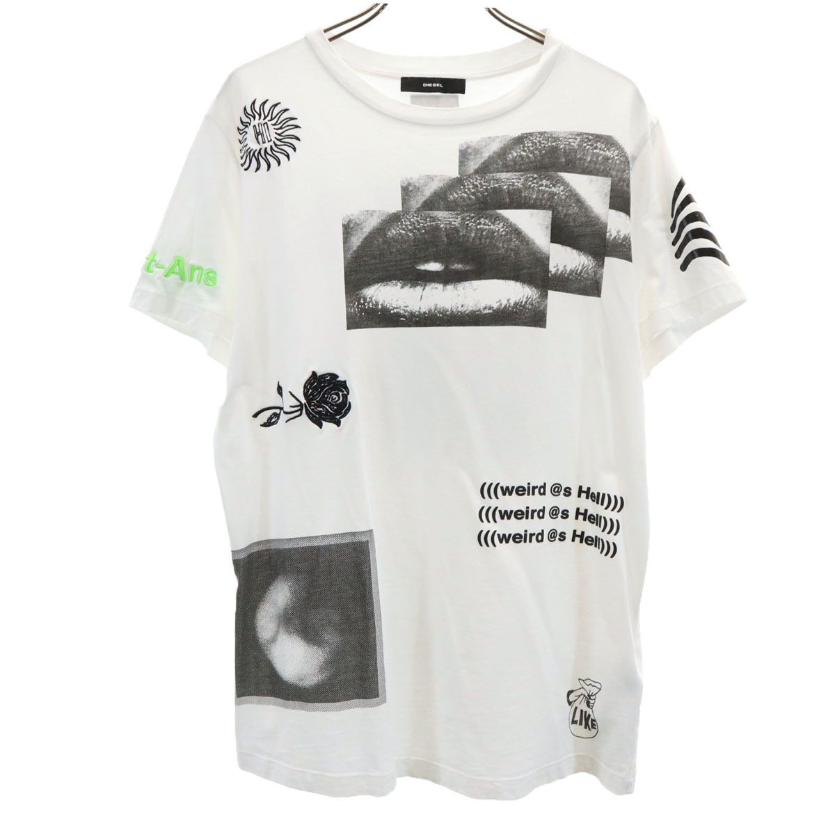 リップ プリント 半袖 Tシャツ XS ホワイト T-DARIA-S1 レディース 古着