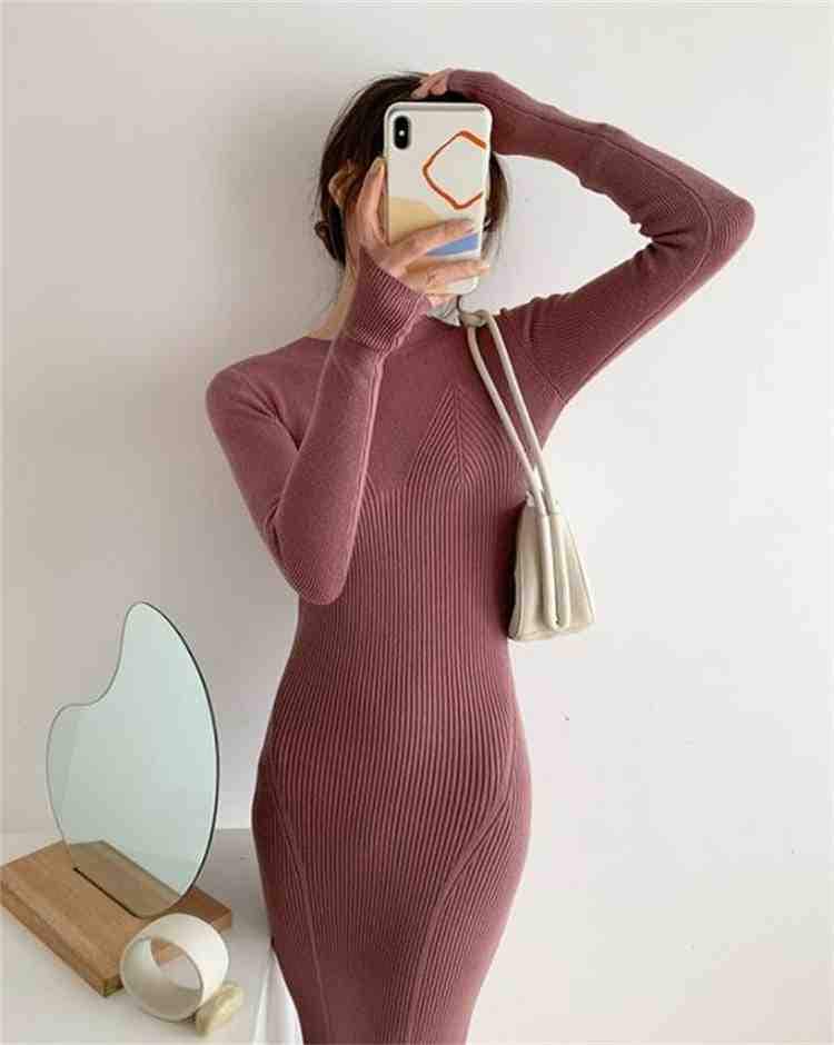 スプリット タイトスカート ロングスカート ニットワンピース大きいサイズ レディース 秋冬 結婚式 きれいめ タイト フォーマル 大人 上品 チュニック one-piece